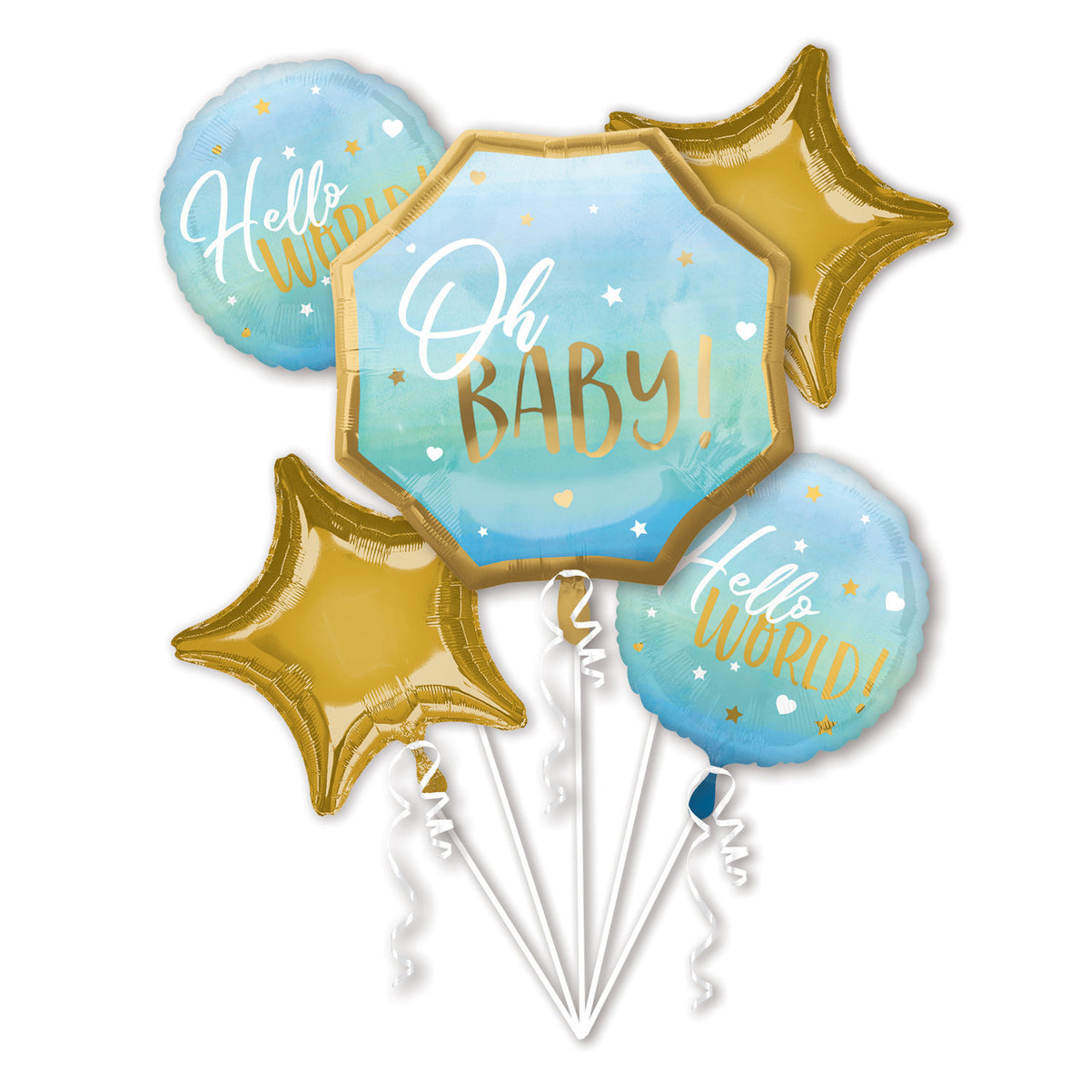 Bouquet de Ballons Hélium Oh Baby Bleu Naissance Garçon – Baby Shower