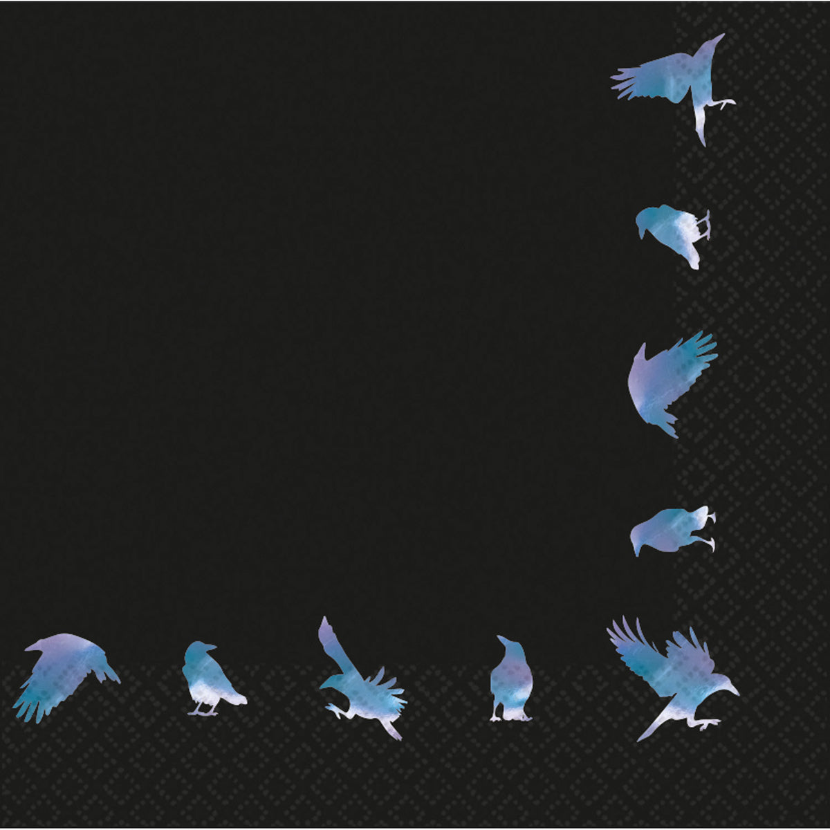 Serviettes Halloween Noires Oiseaux Irisés x16 33 x 33 cm – Soirée Horreur