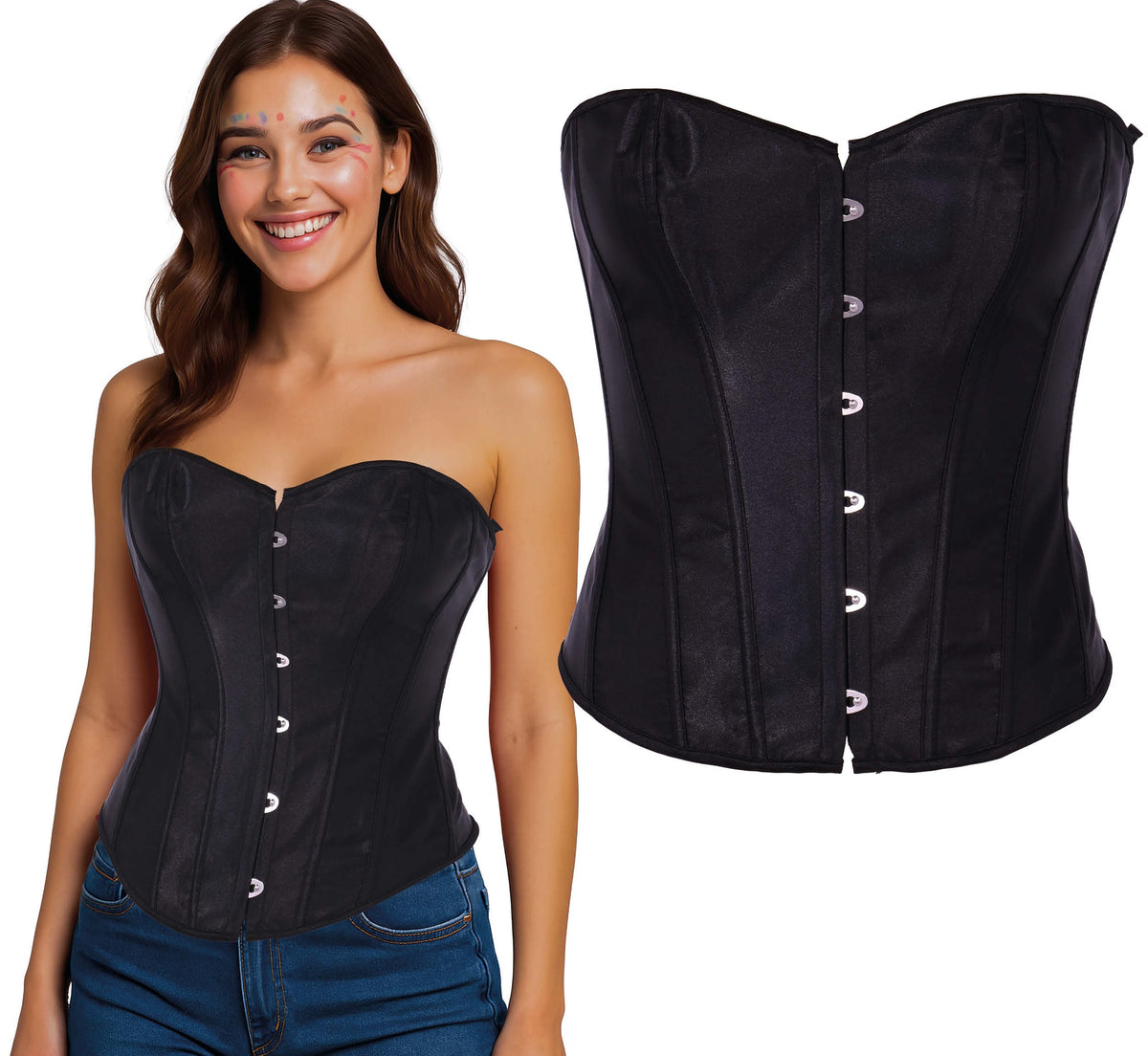 Corset Lisse Noir Adulte – Marquise et Soirée Costumée