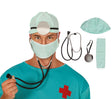 Doctor play set for adults unisex with blue polyester and PVC accessories, ideal for medical and nurse role play.