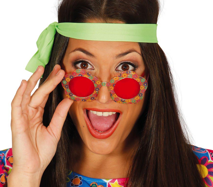 Multicolored PVC flower glasses - festive hippie style