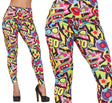 Multicolor polyester women's 90s style pants, adult size M, retro fashion accessory.
