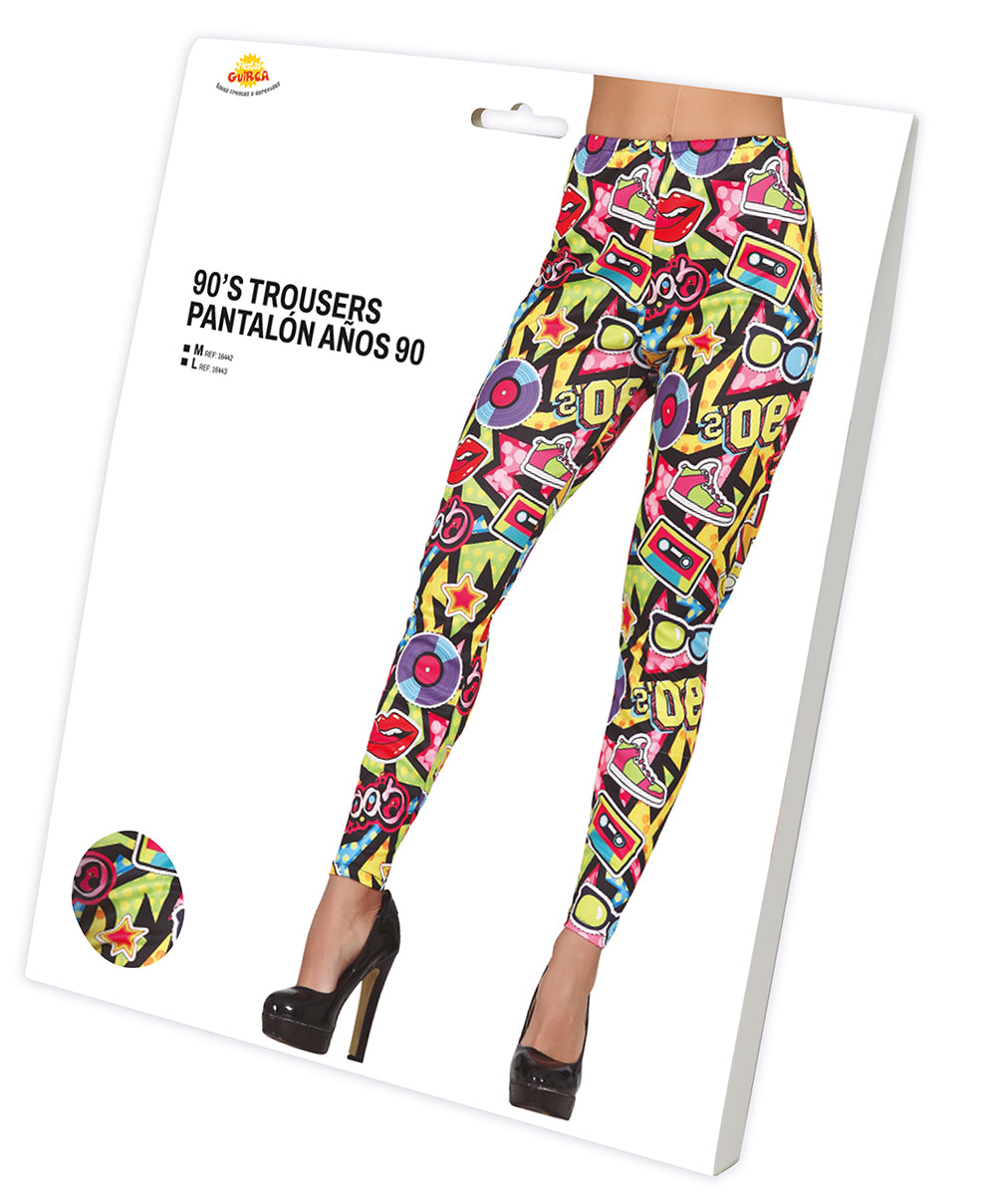 90s multicoloured trousers, adult size M, polyester