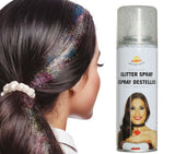 Multicolor glitter hair spray 125ml for Halloween parties, ideal makeup accessory for festive celebrations.