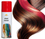 Red hair spray 125ml for Halloween costumes, ideal for demon or party makeup, suitable for standard users, made of metal and PVC.