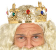 Gold metallic king crown accessory for men, medieval Christmas costume, 18 x 18 cm, metal material.