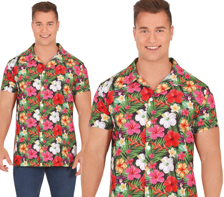 Men's multicolor Hawaiian shirt, adult size 48-50, made of polyester, perfect for summer parties and tropical themed events.