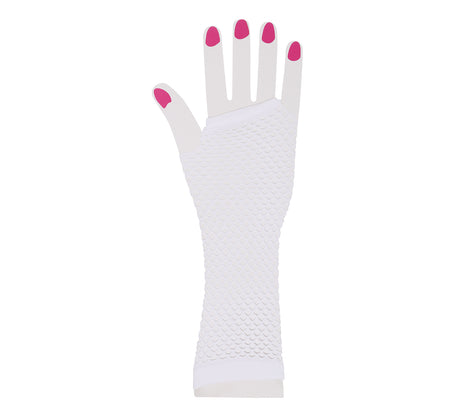 Gants résille blancs - 26 cm - spécial années 80
