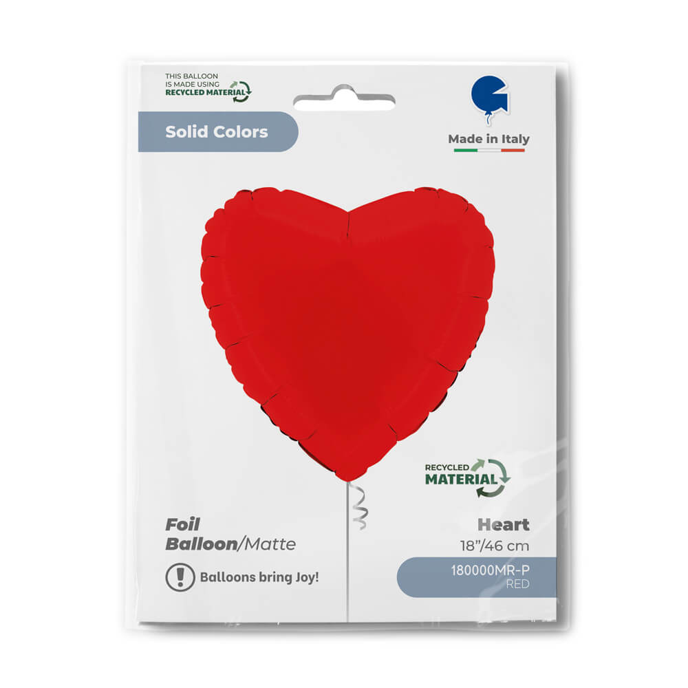 Ballon cœur mat - 14" - Gonflage Hélium en boutique