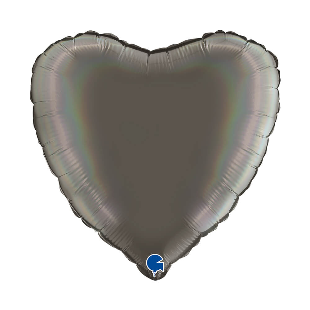 Ballon cœur - Effet holographique arc-en-ciel - 36 cm - Gonflage Hélium en boutique
