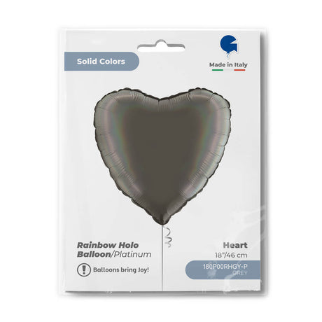 Ballon cœur - Effet holographique arc-en-ciel - 36 cm - Gonflage Hélium en boutique