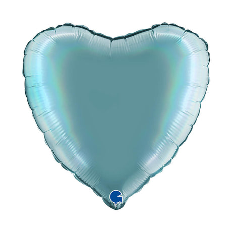 Ballon cœur - Effet holographique arc-en-ciel - 36 cm - Gonflage Hélium en boutique