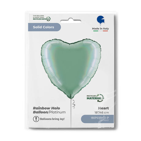 Ballon cœur - Effet holographique arc-en-ciel - 36 cm - Gonflage Hélium en boutique