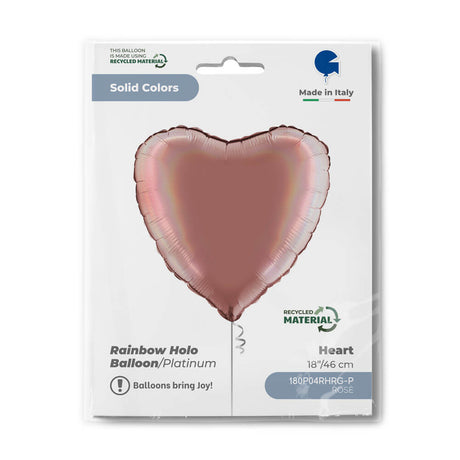 Ballon cœur - Effet holographique arc-en-ciel - 36 cm - Gonflage Hélium en boutique