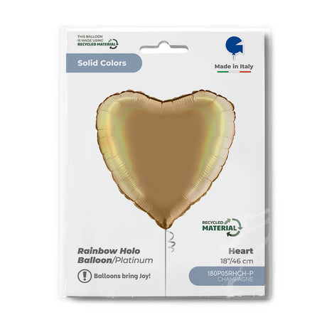 Ballon cœur - Effet holographique arc-en-ciel - 36 cm - Gonflage Hélium en boutique