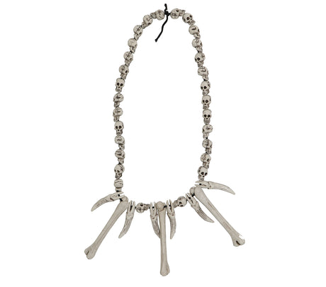 Collier homme des cavernes tête de mort beige PVC - Halloween