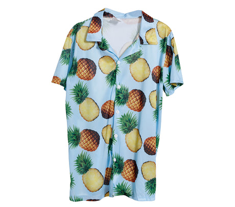 Chemise hawaïenne ananas bleue adulte - polyester - L