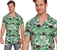 Men's large Hawaiian palm tree shirt in green polyester, summer tropical accessory, 80 x 60 cm.