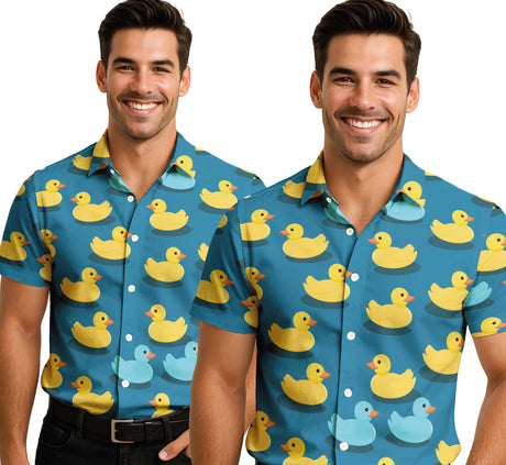 Chemise canards bleue adulte - polyester