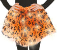 Orange pumpkin tutu with LED lights for women, 40 cm polyester Halloween costume accessory.