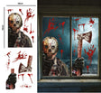 Set of two multicolor vinyl electrostatic window clings featuring an assassin design, perfect for Halloween window decoration.