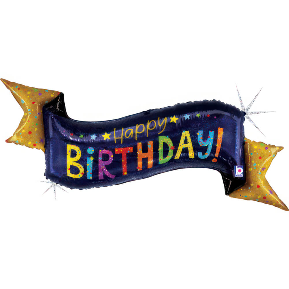 Ballon anniversaire bleu marine - 45" - Gonflage Hélium en boutique