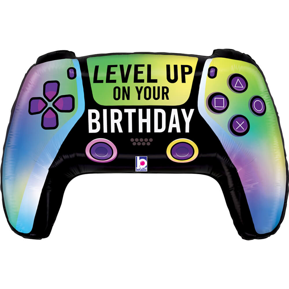 Ballon anniversaire manette de jeu - Multicolore - 30" - Gonflage Hélium en boutique