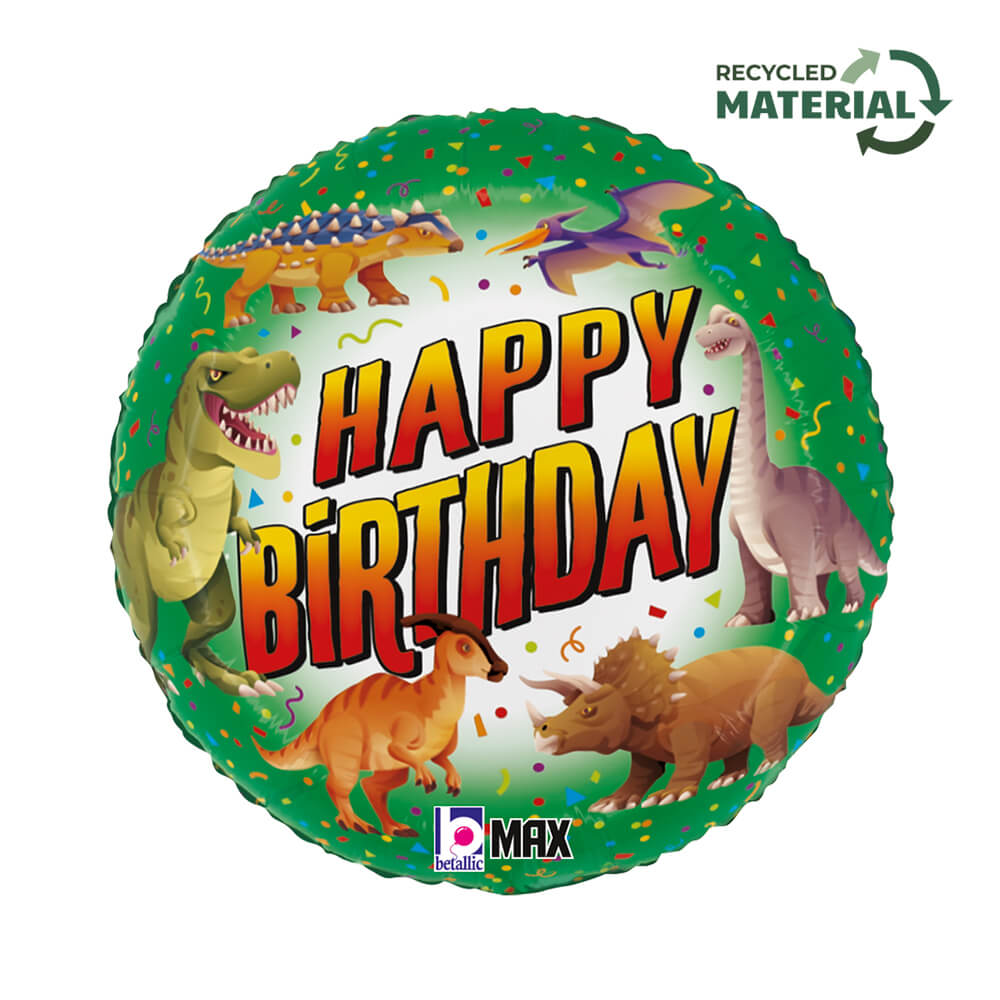 Ballon dinosaure joyeux anniversaire - 14" - Gonflage Hélium en boutique