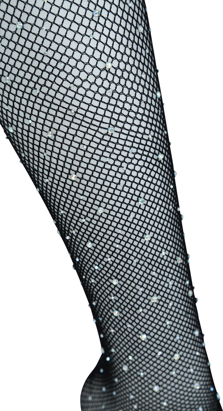 Collants noirs résille avec strass - Adulte