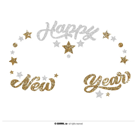 Bijoux adhésifs visage Nouvel An - or et argent