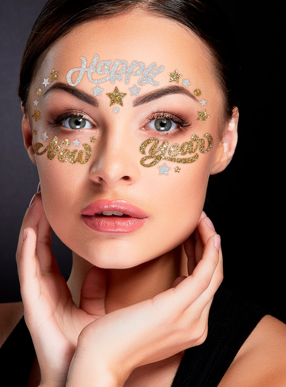 New Year's Adhesive Face Jewelry - Gold and Silver