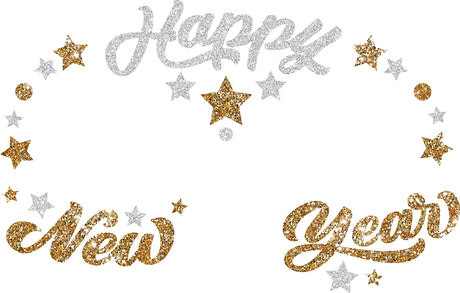 Bijoux adhésifs visage Nouvel An - or et argent