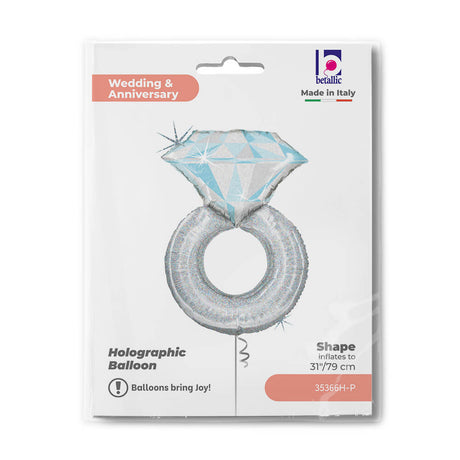Ballon bague - Argent - 31" - Gonflage Hélium en boutique