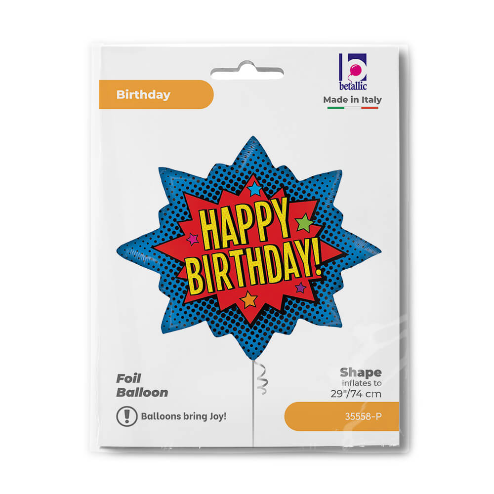 Ballon Happy Birthday super-héros - Multicolore - 29" - Gonflage Hélium en boutique