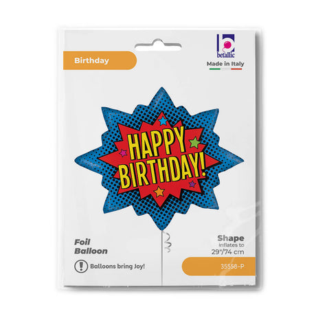 Ballon Happy Birthday super-héros - Multicolore - 29" - Gonflage Hélium en boutique
