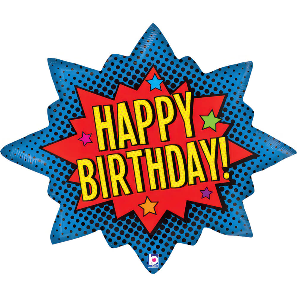 Ballon Happy Birthday super-héros - Multicolore - 29" - Gonflage Hélium en boutique