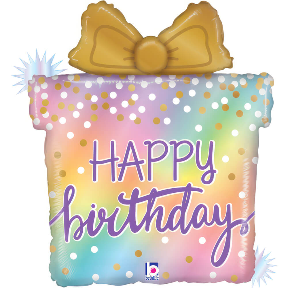 Ballon cadeau d'anniversaire opale - 23" - Gonflage Hélium en boutique
