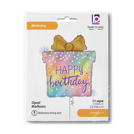 Ballon cadeau d'anniversaire opale - 23" - Gonflage Hélium en boutique