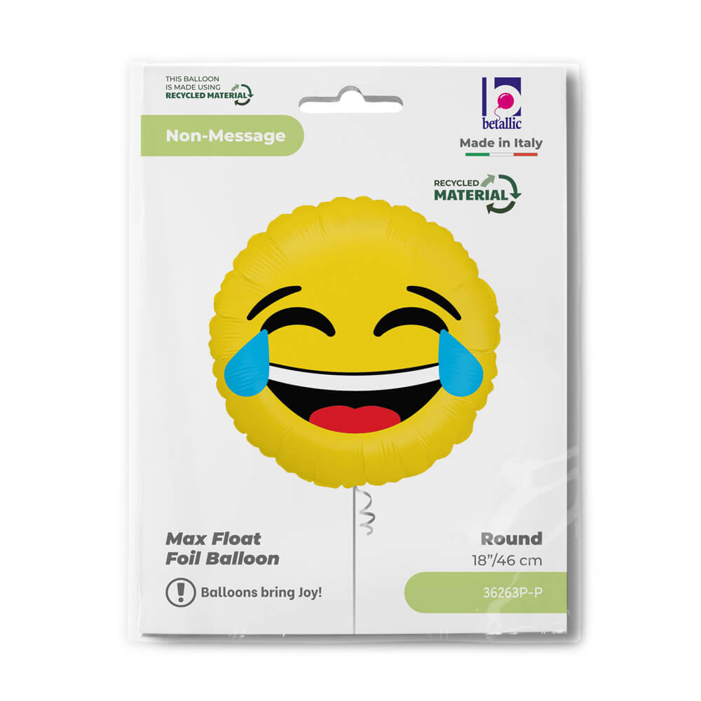 Ballon emoji rire - Jaune - 14" - Gonflage Hélium en boutique