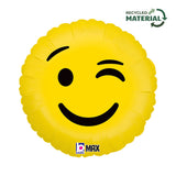 Ballon emoji clin d'œil - Jaune - 14" - Gonflage Hélium en boutique