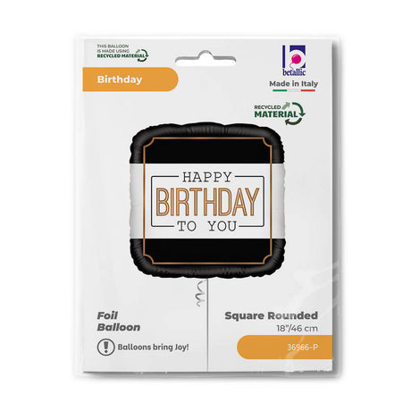 Ballon anniversaire classique noir et blanc - 15" - Gonflage Hélium en boutique