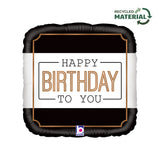 Ballon anniversaire classique noir et blanc - 15" - Gonflage Hélium en boutique