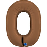 Ballon chiffre 0 - Chocolat satiné - 40" - Gonflage Hélium en boutique