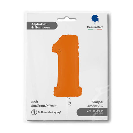 Ballon chiffre - Orange mat - 40" - Gonflage Hélium en boutique