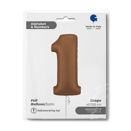 Ballon chiffre 0 - Chocolat satiné - 40" - Gonflage Hélium en boutique