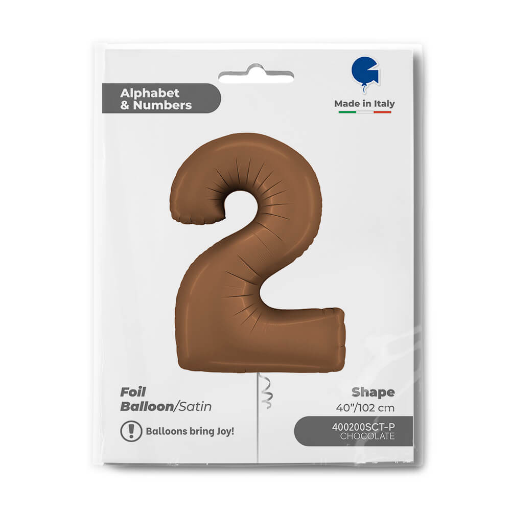 Ballon chiffre 0 - Chocolat satiné - 40" - Gonflage Hélium en boutique