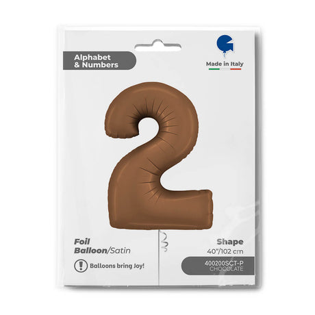 Ballon chiffre 0 - Chocolat satiné - 40" - Gonflage Hélium en boutique