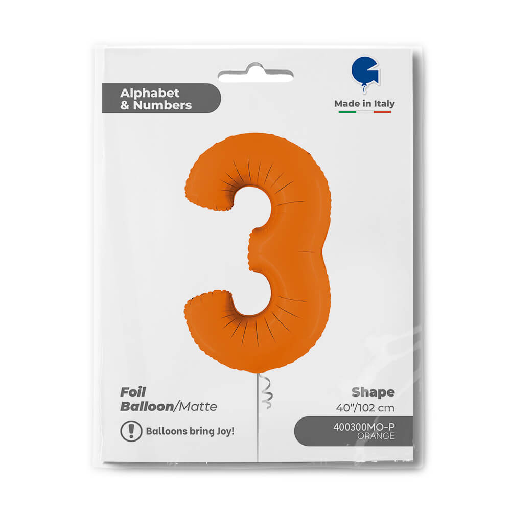Ballon chiffre - Orange mat - 40" - Gonflage Hélium en boutique