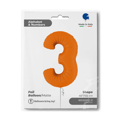 Ballon chiffre - Orange mat - 40" - Gonflage Hélium en boutique
