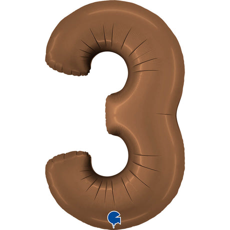 Ballon chiffre 0 - Chocolat satiné - 40" - Gonflage Hélium en boutique